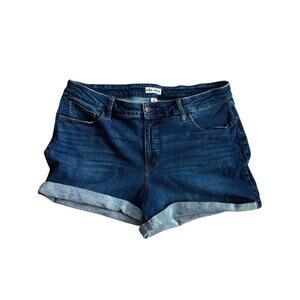 Ava & Viv Women's Plus Cuffed Dark Wash Denim Blue Jean Shorts Size 18W